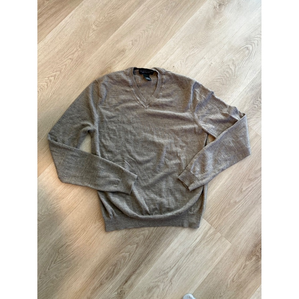 The Mens Store Bloomingdale's V-Neck Sweater 100% Merino Wool Brown Mens Large